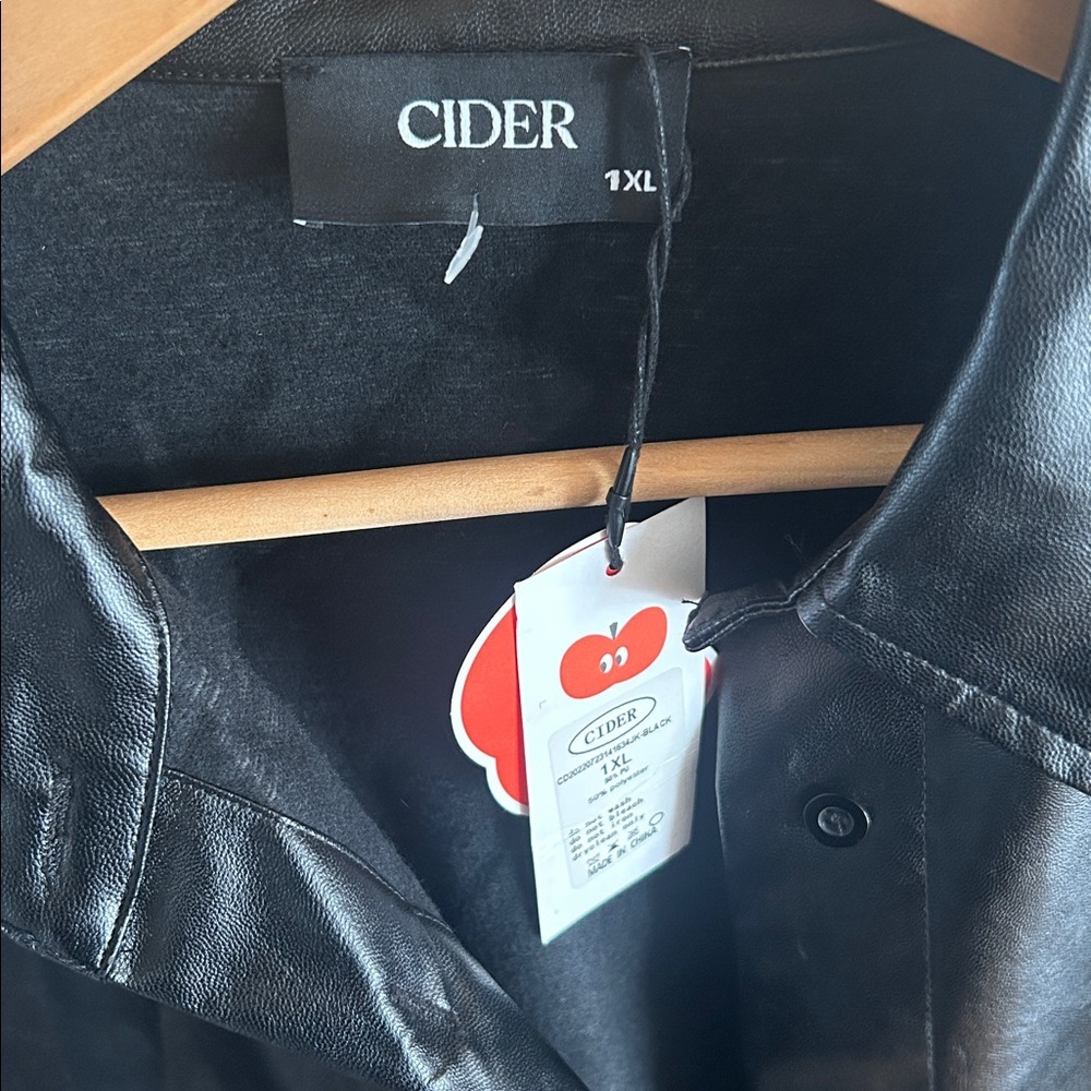 NWT Cider Black Oversized Faux Leather Blazer Jacket Size XL - Picture 5 of 12